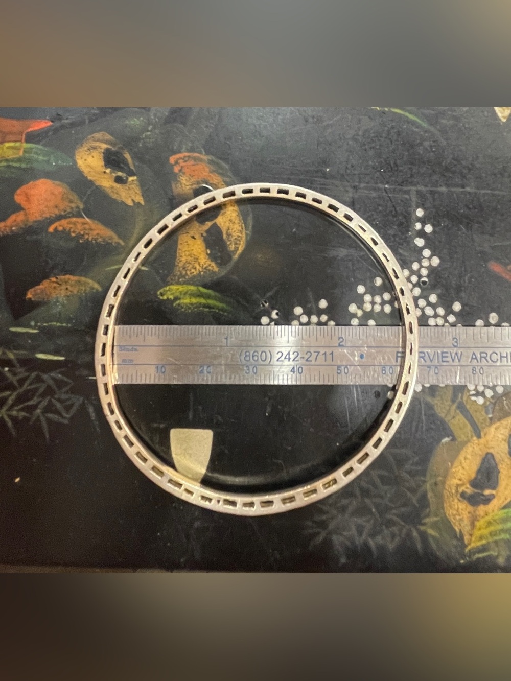 Vintage White Gold Natural Diamond Bangle - Picture 8 of 16